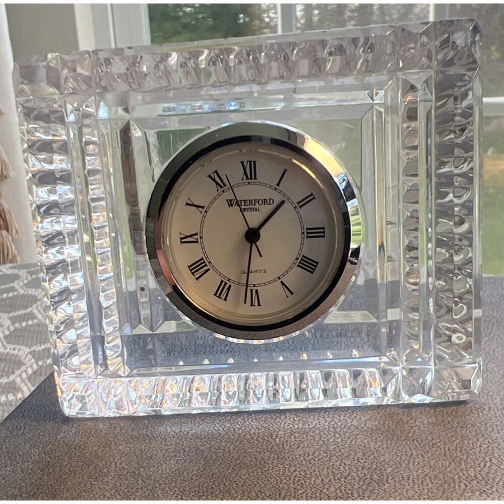 Vintage Waterford Crystal Lismore Style Desk/Mantle Clock With Box Working